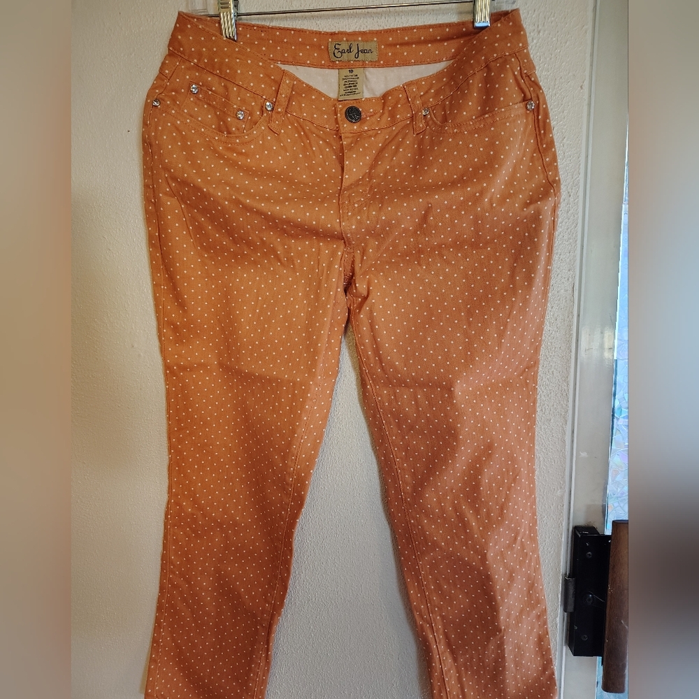 Earl Jeans Orange Polka Dot Pants Size 10